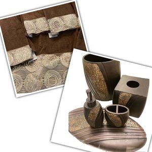 Avanti Brown bronze 11 piece bath set towels and Grandeur bath accessories
